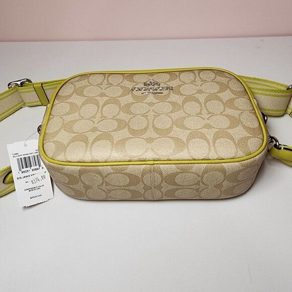Coach CJ582 Signature Jamie Camera Bag Crossbody Handbag Light Khaki Key Lime - Picture 6 of 7
